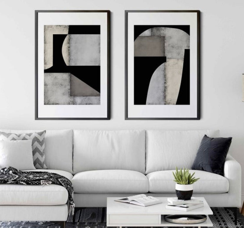 Set de cuadros abstractos blanco y negro Forme 364LUL1250